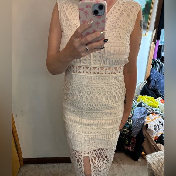 NWT Two Sisters Australia Scarlett White Lace Midi Dress - Picture 3 of 11